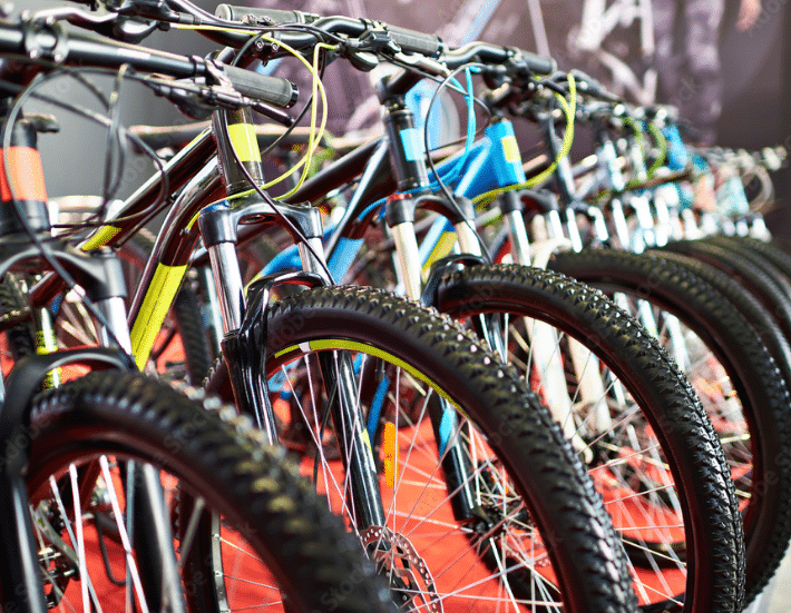 Many bikes lined up